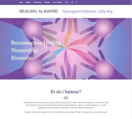 Healingbyhanne.no nettsted In2it media as