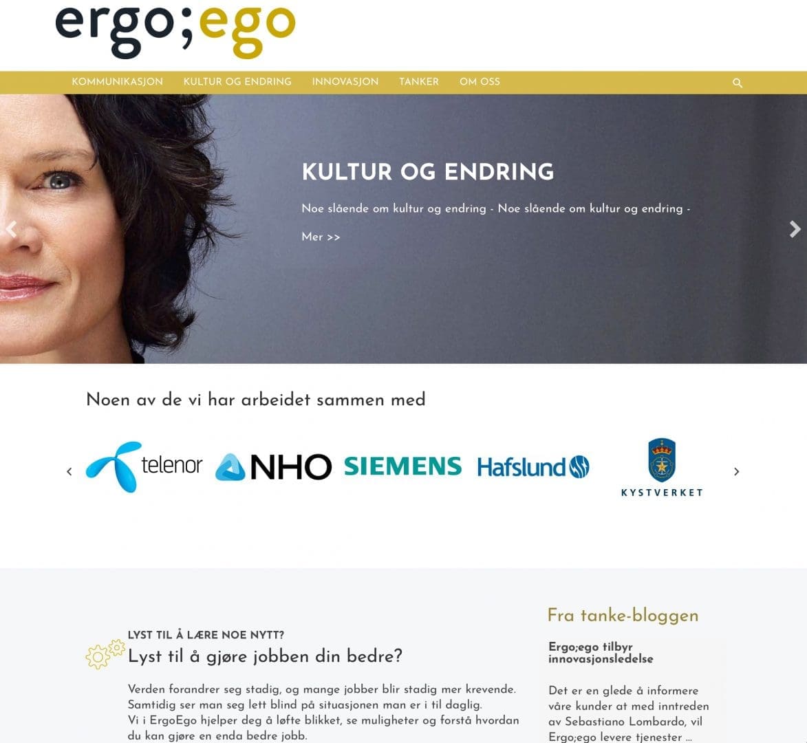 Ergoego.no forside nydesign