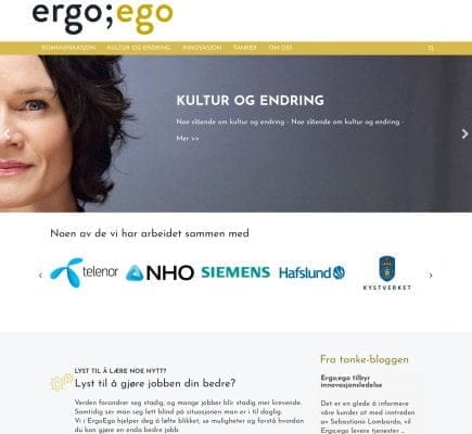 Ergoego.no forside nydesign
