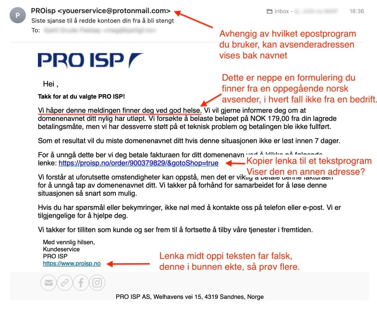 Falsk e-post fra ProISP